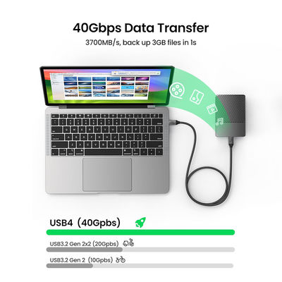 1m USB4 Type C Cable 40Gbps Speed 8K 60Hz Video Output 240W