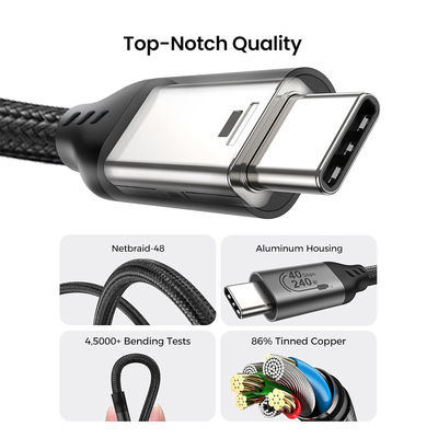 1m USB4 Type C Cable 40Gbps Speed 8K 60Hz Video Output 240W